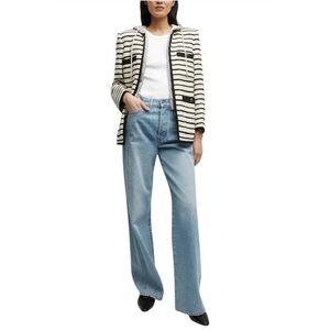 NWT VERONICA BEARD Foster Dickey striped jacket in ivory and black size 14